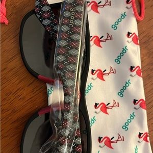 Goodr sunglasses new in box, groovy plaid pattern, great for golfers!